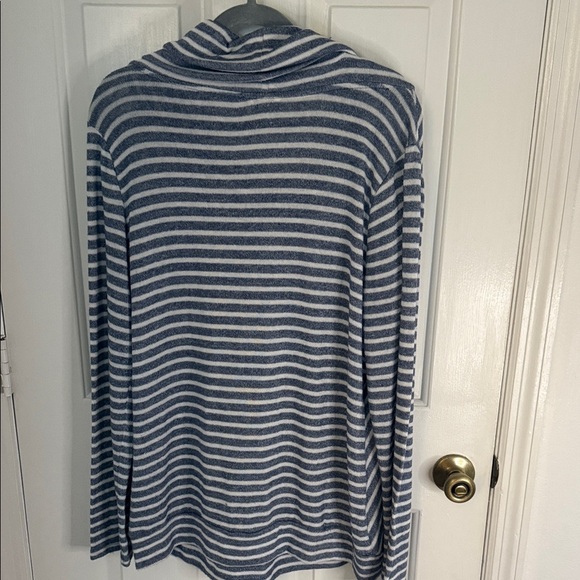 Sonoma Blue and White Striped Cowl Neck Sweater - Picture 4 of 9